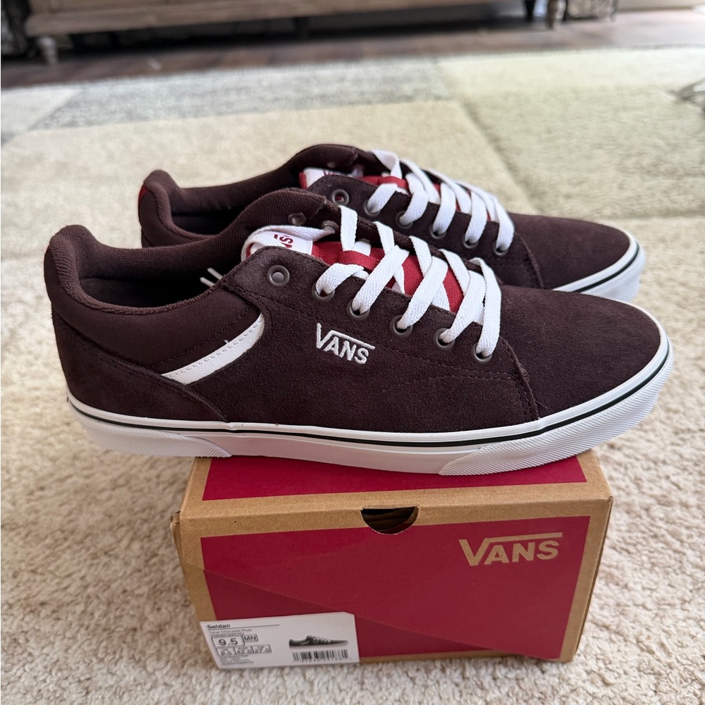 Vans Seldan Mens 9.5 Chocolate Plum Suede Sneakers New With Box